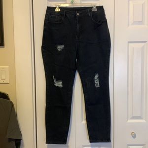 Brand New Shein Black Distressed Skinny Jeans Size 1X